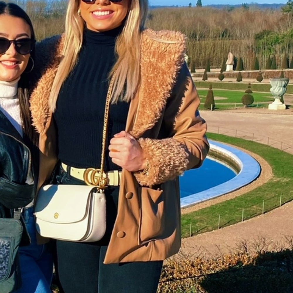 FUR TRIMMED LEATHER JACKET/COAT